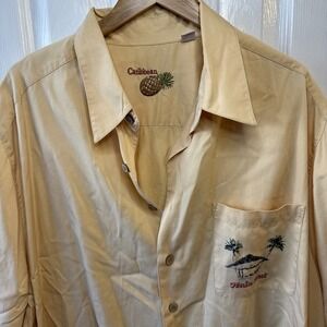 Caribbean Men's Shirt 83% Tencel/17% Cotton Hawaiian Tropical Beach Shirt 2XL